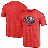 New Orleans Pelicans Red Distressed Logo Fanatics Branded Tri-Blend T-Shirt